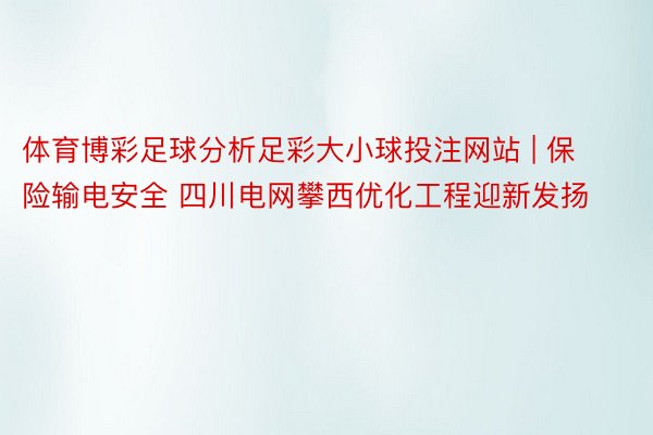 体育博彩足球分析足彩大小球投注网站 | 保险输电安全 四川电网攀西优化工程迎新发扬